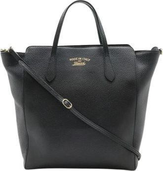 Gucci Pre-owned Swing Leren 2way Schouder Tote - Dames - Vintage Shopper - Zwart - ONE Size - Leer - Vintage