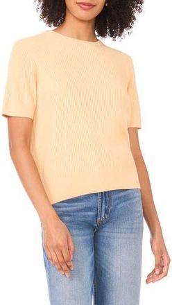 Halogen Short Sleeve Rib Sweater Top in Early Sun at Nordstrom Rack, Size X-Large