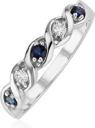 The Diamond Store Sapphire 2.25 x 2.25mm And Diamond 9K White Gold Ring