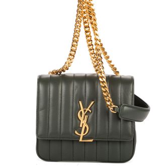 Saint Laurent Pre-owned Womens Small Vicky Chain Flap Crossbody Shoulder Bag - Dark Green - One Size