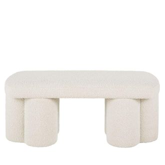 Maisons du monde Banco de tejido efecto lana rizada en blanco