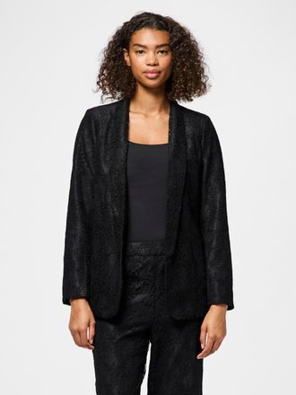 Pieces Longblazer PIECES PCBOSULLA LACE BLAZER, Damen, Gr. XS, schwarz, Web, Obermaterial: 100% Polyester, unifarben, Blazer Longblazer, aus Spitze