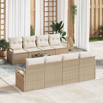 vidaXL Vidaxl - Conjunto De Sof&aacute; De Jard&iacute;n 7 Pcs Beige, Crema 55 X 55 X 37 Cm