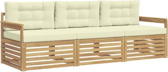 vidaXL Conjunto De Sof&aacute;s De Exterior 3 Uds. Blanco Y Crema Poli&eacute;ster Vidaxl