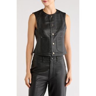 DL1961 Leather Vest in Obsidian at Nordstrom Rack, Size Small