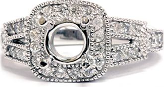 Pompeii3 1/2ct Diamond Semi Mount Antique Engagement Setting Size Selectable