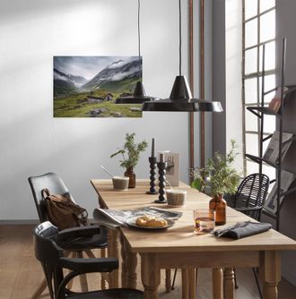 Komar Leinwandbild »Moody Mountains - Grösse 60 x 40 cm« Baum Berge Blätter Foto Jahreszeiten Landschaft Meer Natur Palmen Strand Packung, 1 Stk. tlg. Keilr