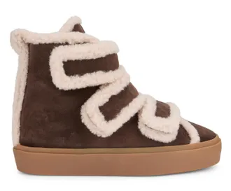 INUIKII Sherpa-Lined Suede Ankle Boots - Brown