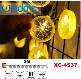 Trade Shop Trade Shop - Catena Luminosa Fette Agrume 20led Batteria Luce Calda Fissa Decorazioni Xc-4537