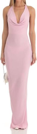 Lucy in the Sky Gathered Back Halter Bodycon Maxi Dress In Pink