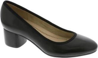 Earth Womens Earth Rellia Pumps Black Leather Almond Toe Block Heel ZAP1474