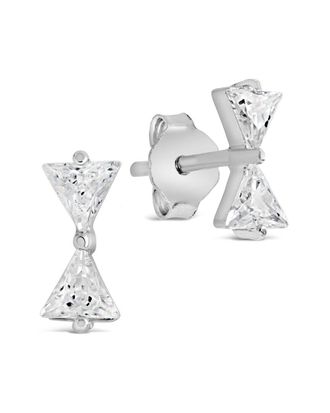 Sterling Forever Silver Cz Bowtie Studs
