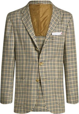 Kiton Single-breasted jas met verfijnd microdessin - Heren - Blazers - Veelkleurig - M - Wol - Jassen
