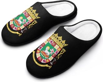 Generic Puertorico Logo Slippers Men Winter Warm Cotton Anti-Slip Indoor Slip-Ons House Shoes