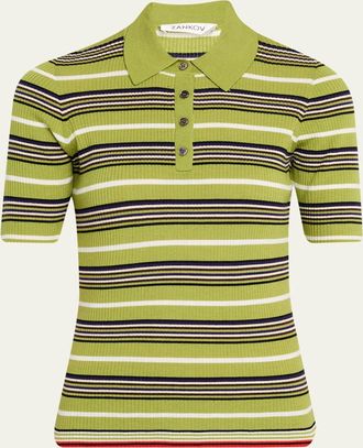 Zankov Stripe Short-Sleeve Polo