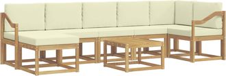vidaXL Conjunto De Sof&aacute;s De Exterior 8 Uds. Blanco Y Crema Poli&eacute;ster Vidaxl