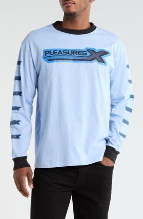 Pleasures Long Sleeve Graphic T-shirt in Sky at Nordstrom, Size Xx-Large