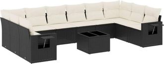 vidaXL Set De Sof&aacute;s De Jard&iacute;n 11 Pzas Y Cojines Rat&aacute;n Sint&eacute;tico Negro Vidaxl