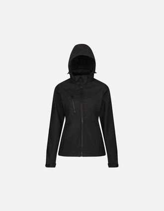 Regatta Womens Regatta Womens/Ladies Venturer Hooded Soft Shell Jacket - Black - Size: 16