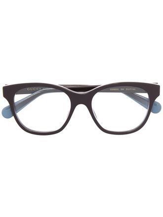 Gucci Interlocking G soft-square frame glasses - women - Acetate - 51 - Red