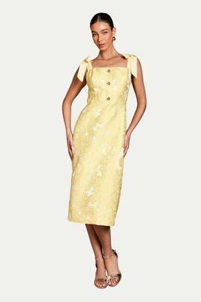 Coast Button Detail Pencil Dress in Lemon at Nordstrom, Size 12