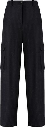 Pinko Caldaro Pantalone Flanella - Dames - Wijde Broeken - Blauw - L - Wol - Broeken