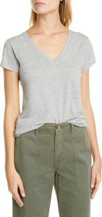 Vince Pima Cotton V-Neck Top in Heather Grey at Nordstrom, Size Xx-Small
