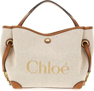 Chlo&eacute; Kleine Double Carry Tote Tas - Dames - Handtassen - Beige - ONE Size - Katoen - Tassen