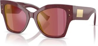 Dolce & Gabbana Bordeaux Lace/Red Mirror Zonnebril - Dames - Zonnebrillen - Rood - 53 MM - Accessoires