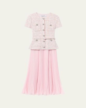 Self Portrait Sequined Boucl&eacute; Midi Dress