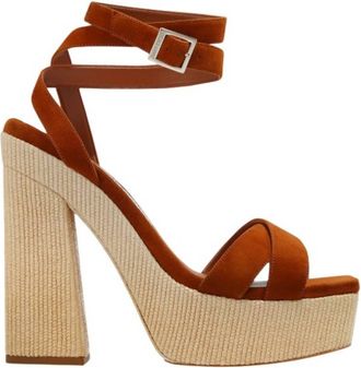 Jimmy Choo London Gaia 140 Raffia Platform Sandals, Brand Size 36.5 ( US Size 6.5 )