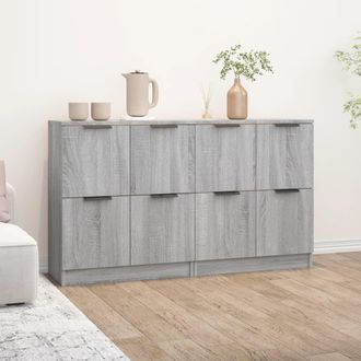 Berkfield Home Sideboards 2 pcs Grey Sonoma 60x30x70 cm Engineered Wood | Size: 60 x 30 x 70 cm