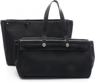 Herm&egrave;s Black Toile Officier Tote Bag (Pre-Owned)