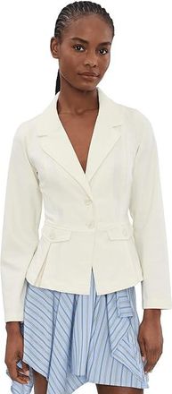 Liverpool L.A. Petite Stretch Twill Peplum Blazer Womens Jacket Whipped Cream : PXL, Cotton/Elastane/Polyester