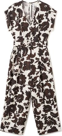 Mango Floral Print Wide Leg Jumpsuit in Ecru at Nordstrom, Size X-Small