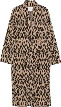 Laneus Cappotto in Maglia Leopardato - - Knitwear - Donna - Beige - M