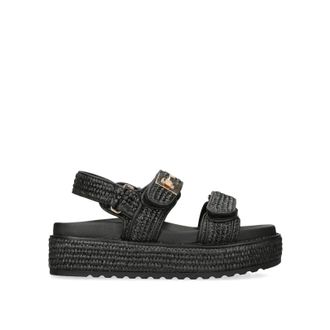 Steve Madden Womens Bigmona Black Raffia Sandals Fabric - Size UK 6