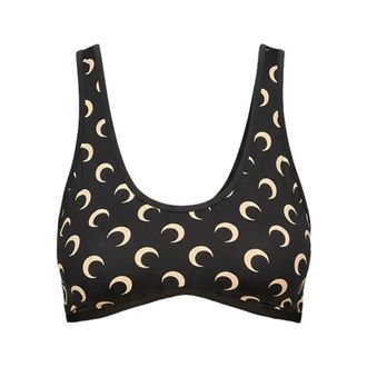Marine Serre Sleeveless Tops, female, Black, Size: XS Moon printed jersey bra