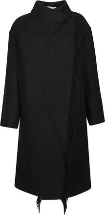 Iro Lange Jas met Franjes - Dames - Mantel - Zwart - 2XS - Jassen