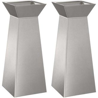 vidaXL Maceta Pilar 2 Pcs Plateado 40 X 40 X 100 Cm Acero Vidaxl