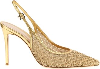 Gianvito Rossi Gold Fabric High Heel Womens Pumps