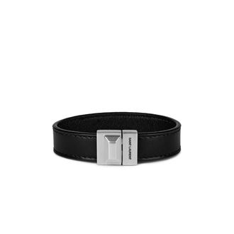 Saint Laurent Engraved Logo Leather Bracelet - male - Saint Laurent - Bracelets - Black - S - Accessories