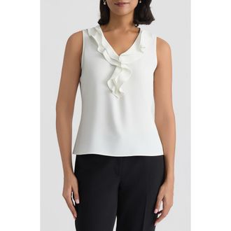 Kasper Ruffle Front Sleeveless Top in Vanilla Ice at Nordstrom, Size X-Large