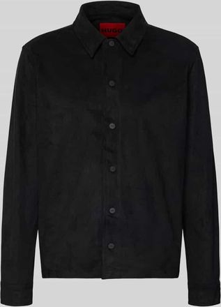 HUGO BOSS Regular Fit Freizeithemd in Wildleder-Optik Modell ENASO in Black, Gr&ouml;&szlig;e XXL