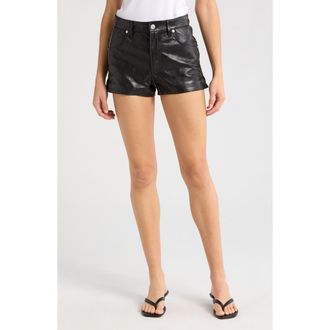 Frame Denim Side Slit Leather Shorts in Black at Nordstrom Rack, Size 26