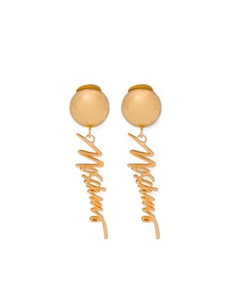 Moschino logo-lettering drop earrings - Gold
