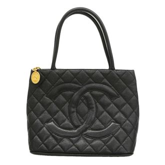 Chanel Black Grained Calfskin Tote Bag (Pre-Owned)
