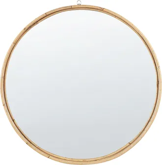 Beliani Espejo De Pared De Rat&aacute;n Beige Natural 60 Cm Colgante Minimalista Barung