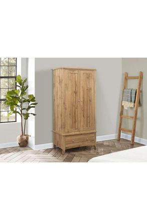 Birlea Hampstead 2 Door 1 Drawer Wardrobe Oak in Light Oak