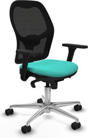 Piqueras y Crespo Piqueras Y Crespo - Jorquera Sincro Malla Negra Similpiel Turquesa Brazos 3d Base Aluminio Ruedas 65mm Nailon